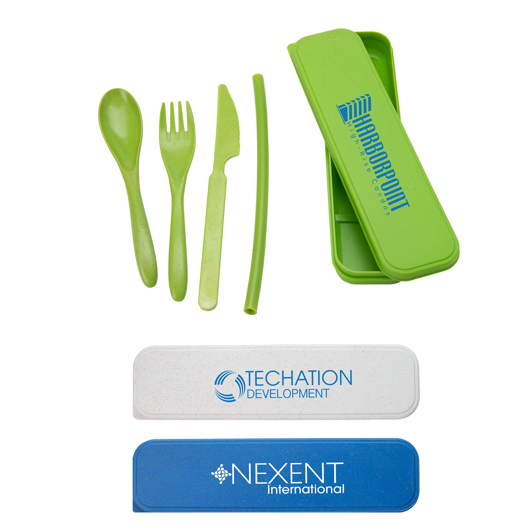 Wheat Straw Cutlery Set with Straw Reusable Eco Promotional Products